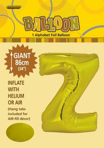 Gold "Z" Alphabet Foil Balloon 86cm (34")